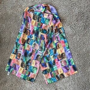 VTG Sunbelt Art Portrait Sheer Scarf Abstract Renaissance Faces 12x60